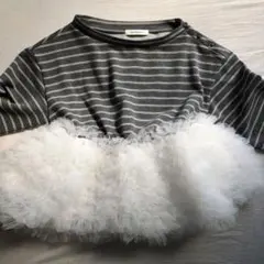 Chico チュールドッキングボーダーペプラムトップス