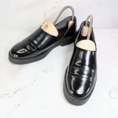 HARUTA スポックシューズ 黒 日本製 レザー 厚底 スリッポン レディース