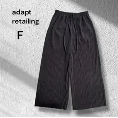 adapt retailing◆細リブワイドパンツ　ブラック　起毛厚手プリーツ
