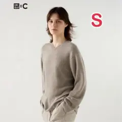 【タグ付】ユニクロ カシミヤリラックスVネックセーター S