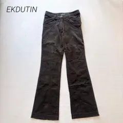 【エクドテン】 コーデュロイパンツ フレア ブラウン M ブーツカット 美脚