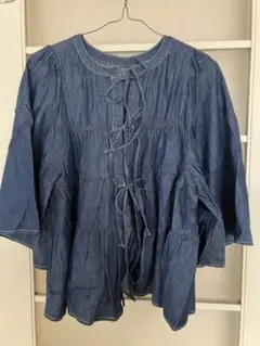 niko and... 2wayデニムブルー フレアスリーブシャツ