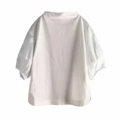 ivisuto イヴィスト 異素材切替カットソー 白 袖シースルー プルオーバー