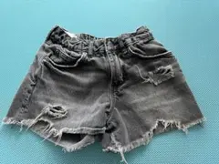 ZARA KIDS ダメージ デニム ショートパンツ ブラック 156cm