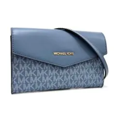 マイケルコース ショルダーバッグ 斜め掛 ブルー 青 水色 レザー シグネチャー