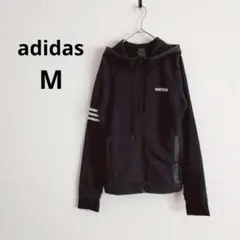 アディダス▶ジップアップパーカー 黒　CLIMALITE 長袖 M