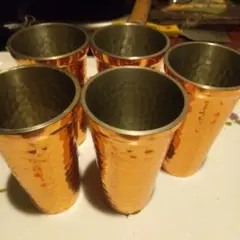 ハンマード銅色カップ 5個セット