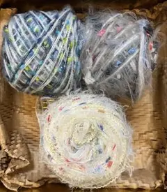 ファンシーヤーン☆素材糸☆毛糸 3色セット【約2~3メートル × 3点】