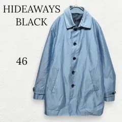 894【ハイダウェイ】ステンカラーロングコート スプリングアウター ブルー ＭＬ