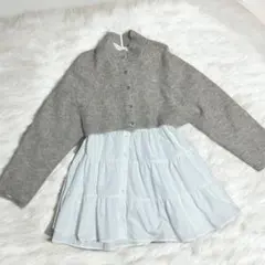 ココディール ティアードシャツブラウス ミニワンピ クロップドカーディガンセット