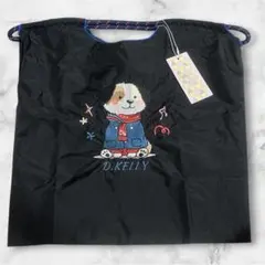 新品タグ付き D.KELLY 刺繍トートバッグ(M) 犬 アニマル柄 ブラック