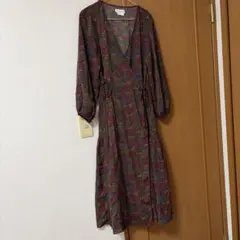 チャオパニック花柄カシュクールマキシ丈ワンピース