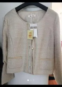 ノーカラージャケット　ツイードジャケット