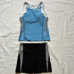 adidas水着セット　青タンクトップ黒ショートパンツのサムネイル
