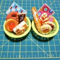 ミニチュア お菓子セット パンセット バスケット デコパーツ ビスケットクッキー