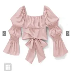 GRL バックリボンギャザースリーブクロップド丈トップス at1912