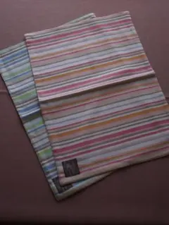 リバーシブルのランチョンマット・２枚、ピンク系と水色系