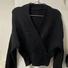 GRL 黒 ラップデザイン 長袖ニット