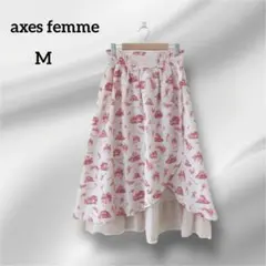 アクシーズファム　ロングフレアスカート 　レース 　　ホワイト　M