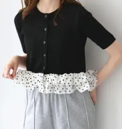 tiptop 裾布帛ペプラムカーディガンのサムネイル