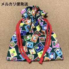 クリスマス柄 裏地付き 巾着袋