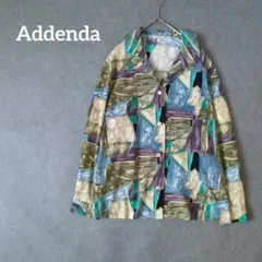 Addendaレナウン 日本製 金ボタン　レトロ総柄ブラウス アート柄 個性派