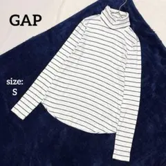 GAP ギャップ 長袖 リブカットソー タートルネック 細ボーダー 秋冬 薄手