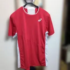 アシックス レッド Tシャツ Mサイズ