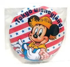 Disney ディズニー 缶バッジ バッチ ミッキーマウス 【希少/昭和レトロ】