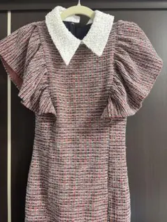 an フリル付きツイードドレス Sサイズ