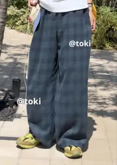 check pajama pants cityboy baggy 極太 - メルカリ