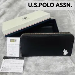 美品U.S.POLO ASSN長財布黒本革USPA2711箱付