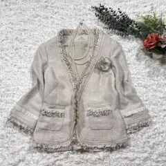 グレースコンチネンタル ノーカラーツイードジャケット 38 フリル シルク Ⅿ