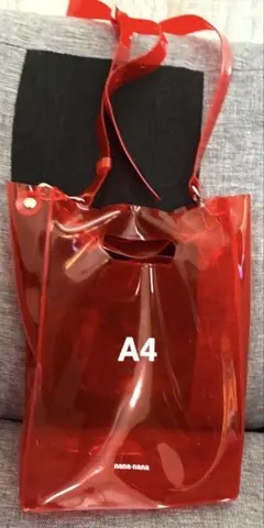 NaNa-NaNa ショルダーバッグ A4　レッド　赤　PVC 2WAY クリア