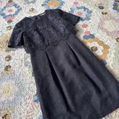 美品　23区 レース切替 ツイードワンピース 38 ネイビー フォーマル ドレスのサムネイル