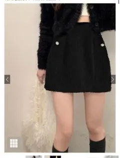 GRL インパン裏地付きツイードスリットミニスカート[dk1082]
