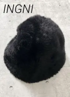 INGNI イング ☆ ハット 帽子 エコファー レディース ブラック ふわふわ