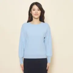 クード シャンス メタル釦がアクセント 上品で女性らしいボートネックニット M