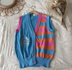 vintageヴィンテージカラフル古着アメリカンニット刺繍ベスト