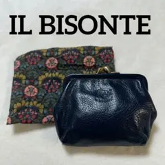 IL BISONTEイルビゾンテ がま口 コインケース 小銭入れ ネイビー 本革