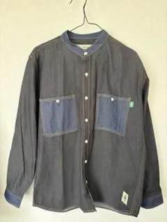 WOODS Field 古着 濃淡 スイッチング バンドカラーデニム 長袖シャツ