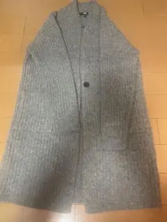 ユニクロウールロングカーディガン　グレー Mから Lサイズふわふわウール素材