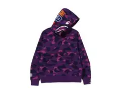 A BATHING APE シャークパーカー パープル カモ XLのサムネイル