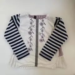 長袖カットソー ストライプ刺繍入り　ズッパディズッカ