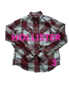 Hollister メンズ　チェック柄長袖シャツ Sサイズ　赤