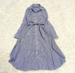 ローレンラルフローレン　ストライプシャツワンピース　ベルト　ロゴ刺繍　現行タグ