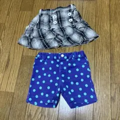 チェックスカートと水玉ショートパンツセット 100cmのサムネイル