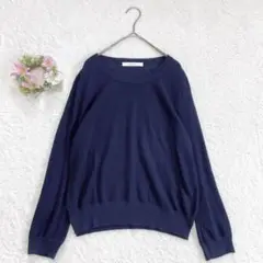 東京スタイル★美品 【スタイルコム】 透け感 ニット シャツ 11号 ネイビー