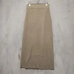 SENSE OF PLACE♡ロング丈リブニットスカート 巻きスカート風 F