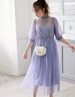 ブルーレースチュールワンピース Mサイズ